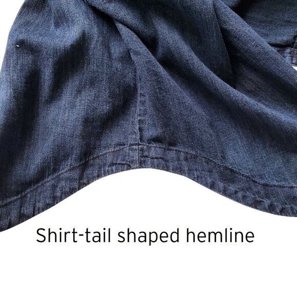 A New Day 100% Cotton Chambray Denim Shirtdress Deep Blue Cowgirl Tie Belt S - Picture 6 of 16